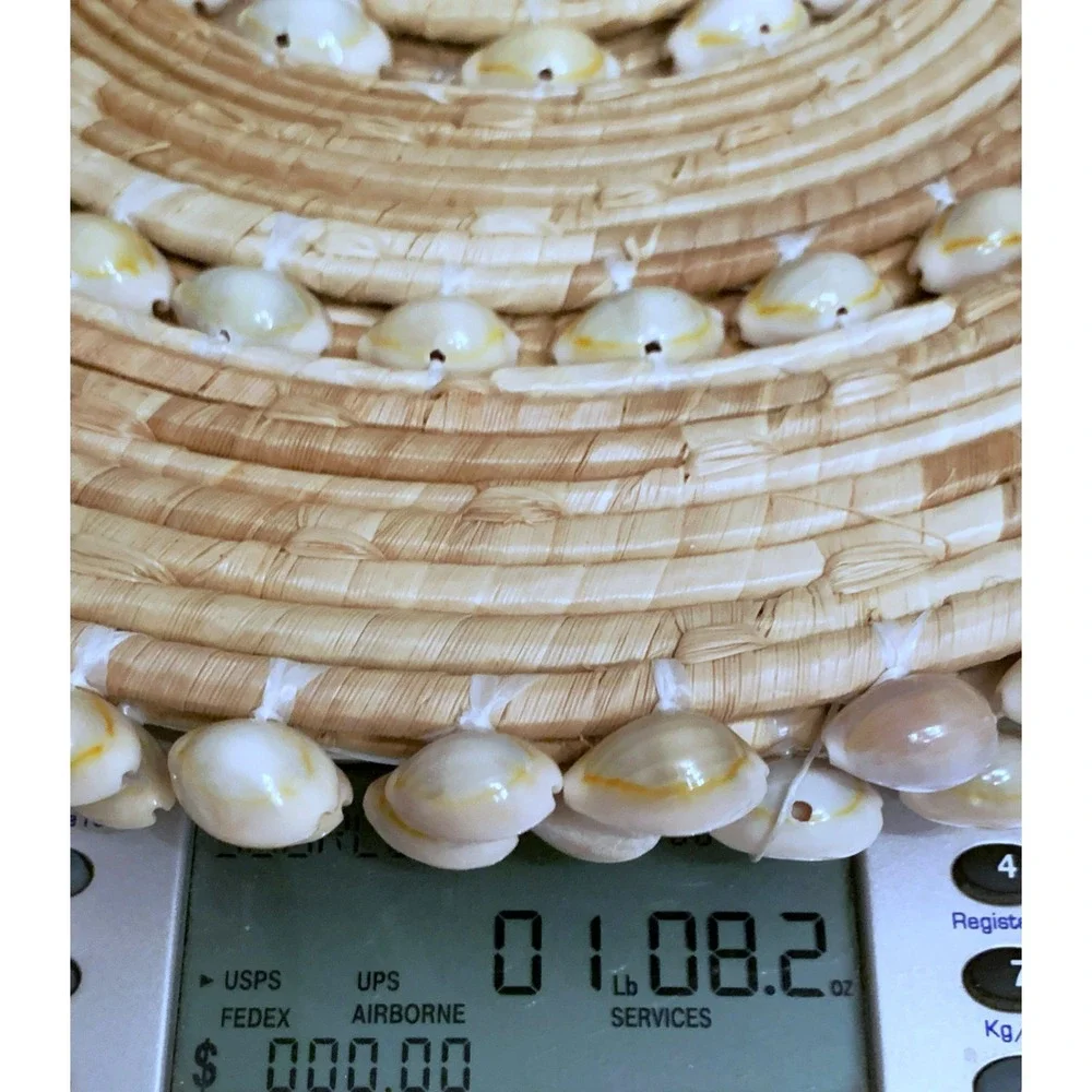 2 Placemats w 3 Rows Cowie Seashells Woven in Rattan Seagrass 14